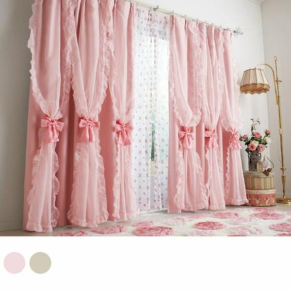 ιδέες κουρτίνας κρεβατοκάμαρας ροζ τόξα