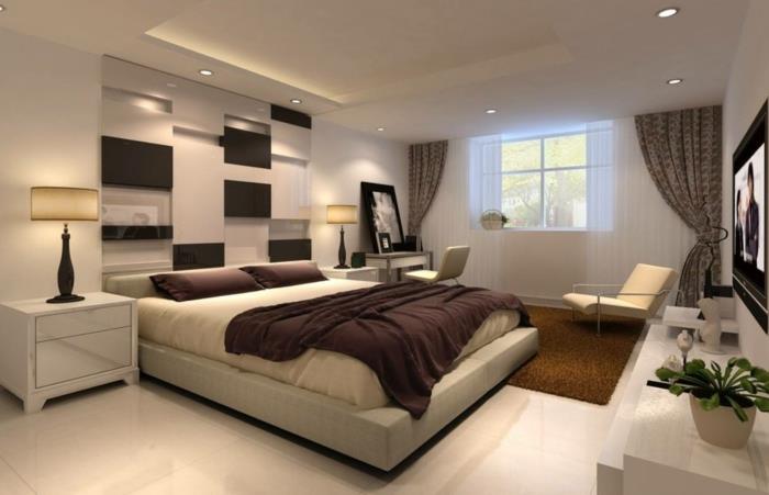 υπνοδωμάτιο σχεδιασμός μοντέρνος σχεδιασμός χαλί βαθιού σωρού ενσωματωμένα φώτα οροφής
