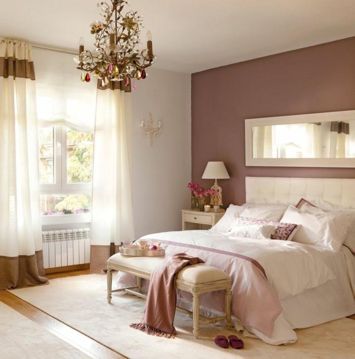 κρεβατοκάμαρα σχεδιασμός παστέλ χρώμα ροζ τοίχου πάγκος κρεβατιού