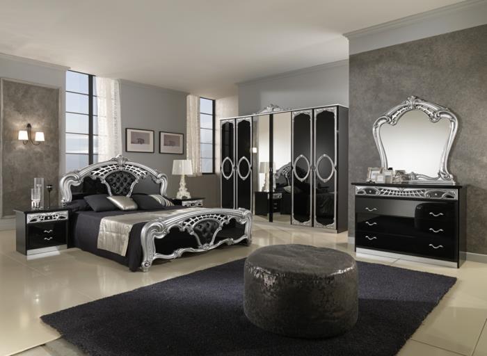 επιπλωμένα υπνοδωμάτια με ανδρική εμφάνιση μαύρο χαλί