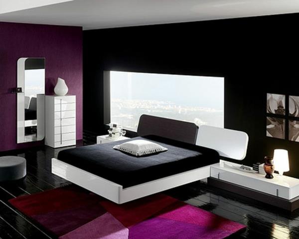 υπνοδωμάτιο σχεδιασμός τοίχου σχεδιασμός τοίχου ροζ και μαύρο κρεβάτι