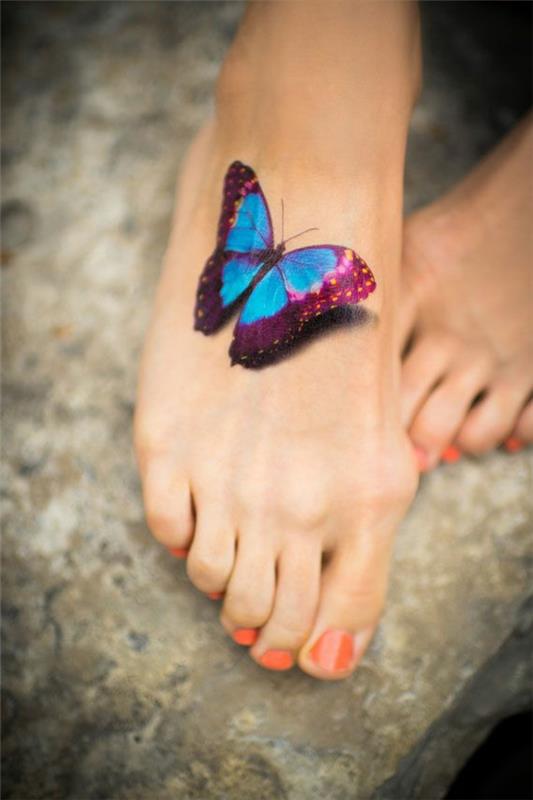 πεταλούδα τατουάζ που σημαίνει τρισδιάστατο χρώμα