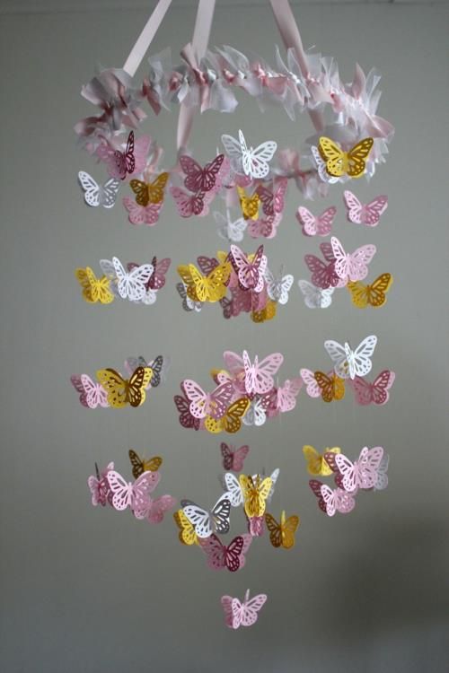 πεταλούδες διακόσμηση παιδικού δωματίου κίτρινα ροζ εσωτερικά στοιχεία