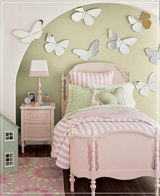 πεταλούδες τοίχος προφορά ιδέα παιδικό δωμάτιο πράσινος τοίχος