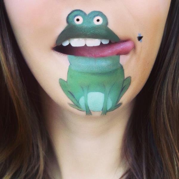 μακιγιάζ χείλη πράσινο χρώμα κωμικοί χαρακτήρες βάτραχος