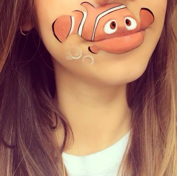 make up χείλη ψάρια ωκεανός κωμικοί χαρακτήρες nemo