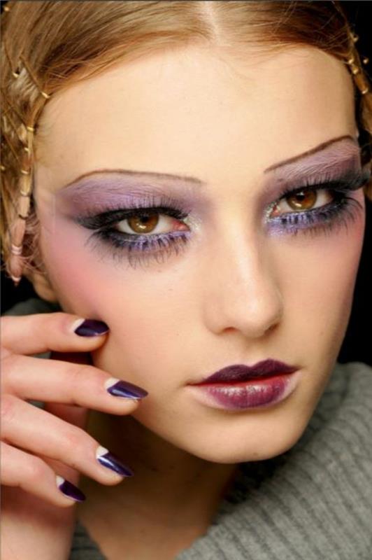 συμβουλές μακιγιάζ για καστανά μάτια παλέτα χρώματος εργαλείο βλέφαρα μοβ