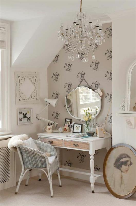 dressing table συρτάρια πολυέλαιος ταπετσαρία