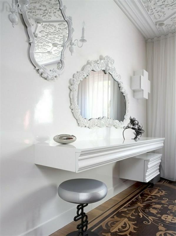 τουαλέτα σχεδιασμού τοίχου λευκός τοίχος καθρέφτης