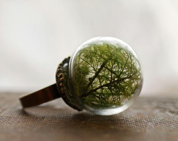 κοσμήματα πράσινα δάχτυλα δαχτυλίδια δάσος γυάλινη μπάλα
