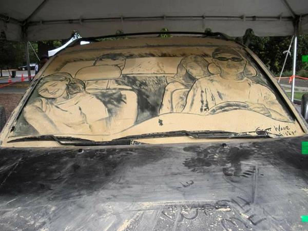 βρώμικα αυτοκίνητα βόλτα με ζωγραφική με σκόνη