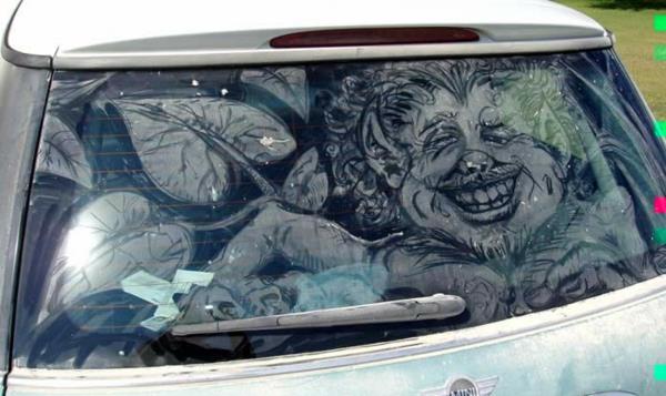 βρώμικα αυτοκίνητα τέχνη ζωγραφική σκόνης άσχημη