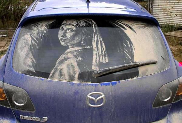 βρώμικα αυτοκίνητα τέχνη ζωγραφική σκουλαρίκια με σκόνη χάντρες