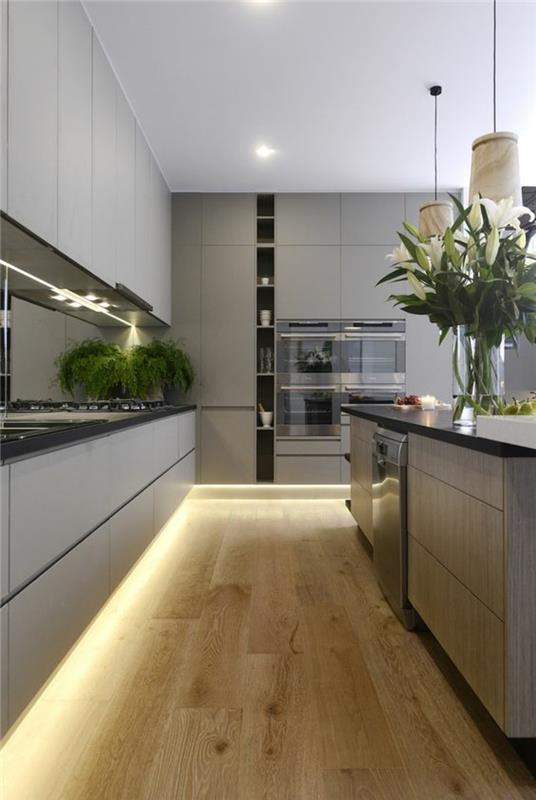 όμορφες κουζίνες εικόνες ιδέες κουζίνας μοντέρνος σχεδιασμός κουζίνας φωτισμός δαπέδου