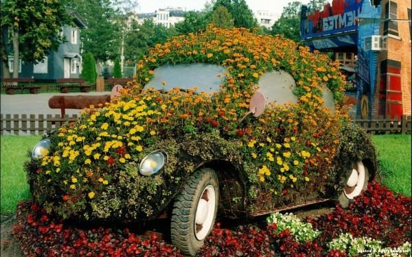 δροσερά φυτά και ιδέες τέχνης κήπου παλιό αυτοκίνητο