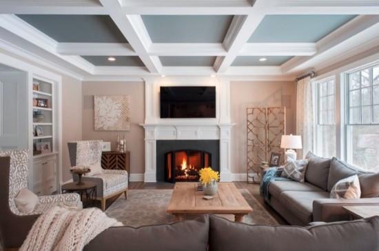 όμορφα ταβάνια σαλόνι με καφετέρια οροφής χρώματος