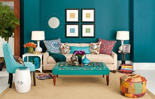 όμορφη παλέτα χρωμάτων στο σπίτι κορεσμένα χρώματα σαλόνι ανατολίτικο