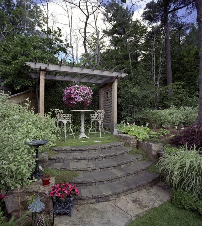 όμορφοι κήποι με κήπο με σκάλες κήπου με πέργκολα