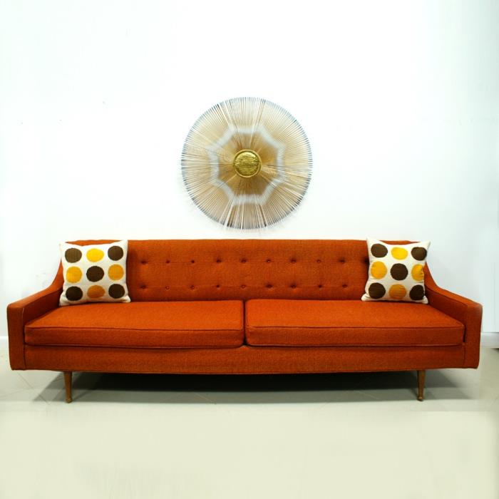 όμορφοι καναπέδες πορτοκαλί καναπές ρίξτε μαξιλάρια διακόσμηση τοίχου