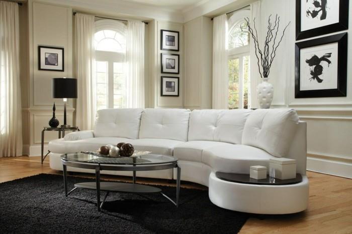 όμορφοι καναπέδες λευκό κομψό μαύρο χαλί