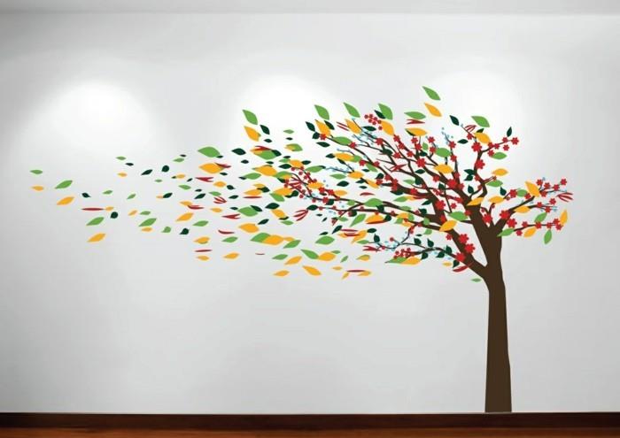 όμορφα αυτοκόλλητα τοίχου χρωματισμένα δέντρα που πέφτουν φύλλα