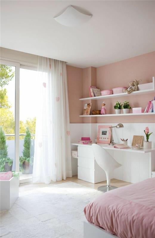 όμορφες ιδέες διαβίωσης χιλιετή ροζ βαφή τοίχου και κλινοσκεπάσματα