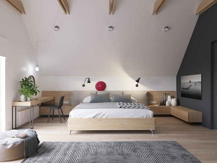 όμορφες ιδέες διαβίωσης σκανδιναβική κρεβατοκάμαρα με όμορφα σχέδια υφάσματος