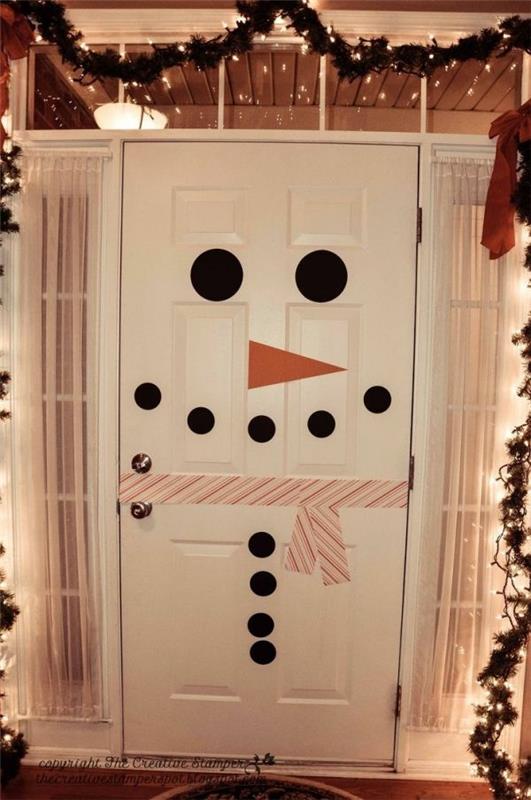 ιδέες διακόσμησης χιονάνθρωπου μπροστινής πόρτας ντεκό