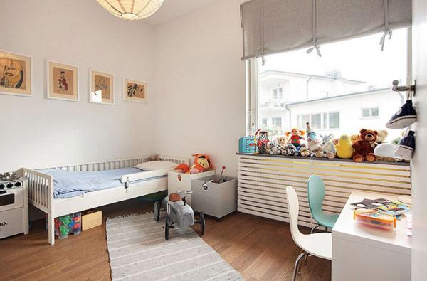 όμορφο μοντέρνο διαμέρισμα οροφής παιδικό δωμάτιο πλέγμα πλαισίου κρεβάτι