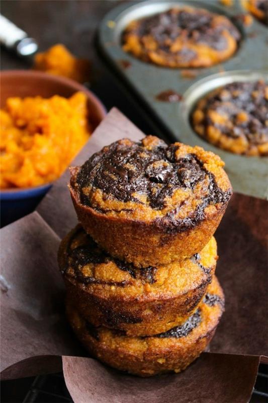 σοκολάτα κολοκύθας μαρμάρινα muffins
