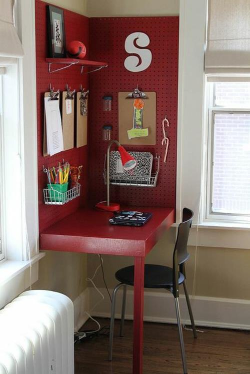 γραφείο χτίστε μόνοι σας ιδέες γραφείου κόντρα πλακέ βαμμένο κόκκινο