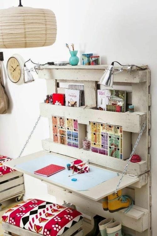 γραφείο φτιάξτε μόνοι σας diy γραφείο παιδικό δωμάτιο ξύλινη παλέτα μεταλλική αλυσίδα