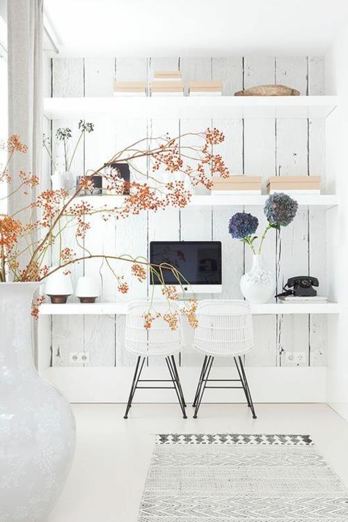 DIY Desk DIY Office White White Panels Ξύλινες σανίδες Ράφια τοίχου sfgirlbybay.com