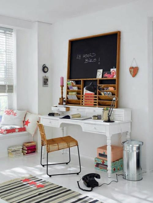 φτιάξτε το δικό σας γραφείο γραφείο στο σπίτι αντίκες συρταριέρα λευκή μπογιά ιδέες