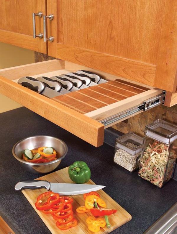 συρταριέρα ιδέες κουζίνας για μαχαίρια ξύλινη κουζίνα