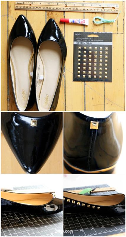 φτιάξτε μόνοι σας παπούτσια με λάκα μαύρα πριτσίνια