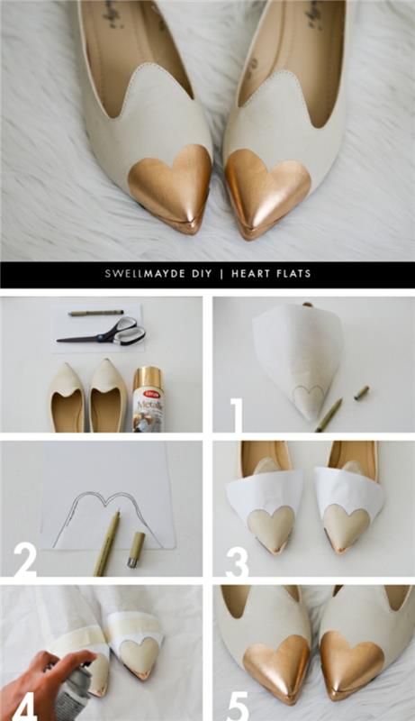 Φτιάξτε μόνοι σας παπούτσια μυτερά επίπεδη ρετρό σχεδίαση χρυσού