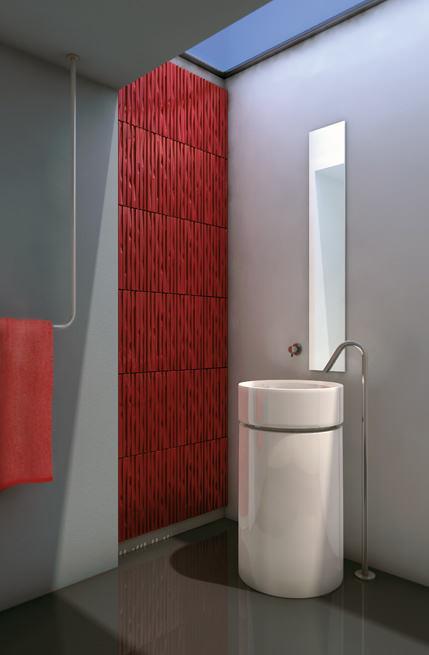 γλυπτό κόκκινα πλακάκια τοίχου cerdomus μοντέρνα πλακάκια μπάνιου