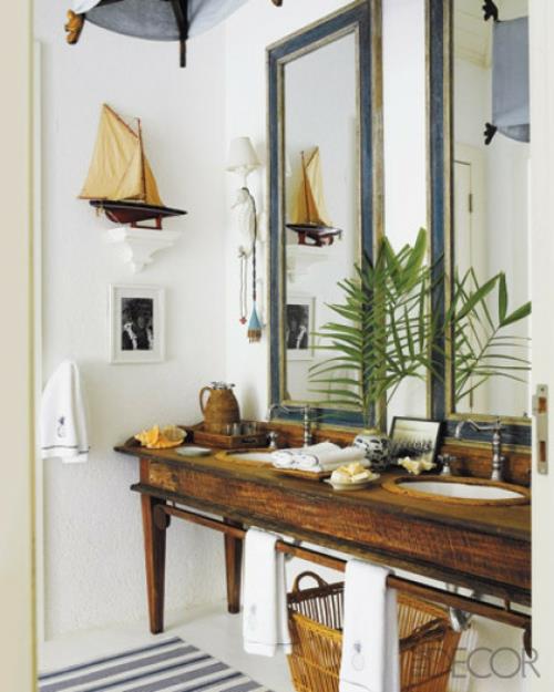 ιστιοφόρο διακοσμητική ιδέα μπάνιου κάδο ξύλου κλασικό ντεκό ντεκό
