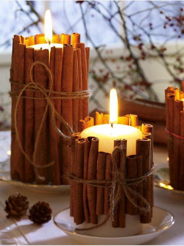 σπιτικά δώρα Χριστουγέννων ιδέες μπαστούνια κανέλας κεριά