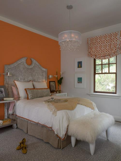 συγκινητικό υπνοδωμάτιο σε πορτοκαλί κεφαλάρι μοντέρνου σχεδιασμού