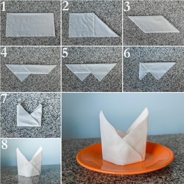οδηγίες αναδίπλωσης χαρτοπετσέτας καπέλο τεχνική διπλώματος χαρτοπετσέτας