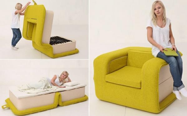 πολυθρόνα με λειτουργία ύπνου κίτρινο κρεβάτι