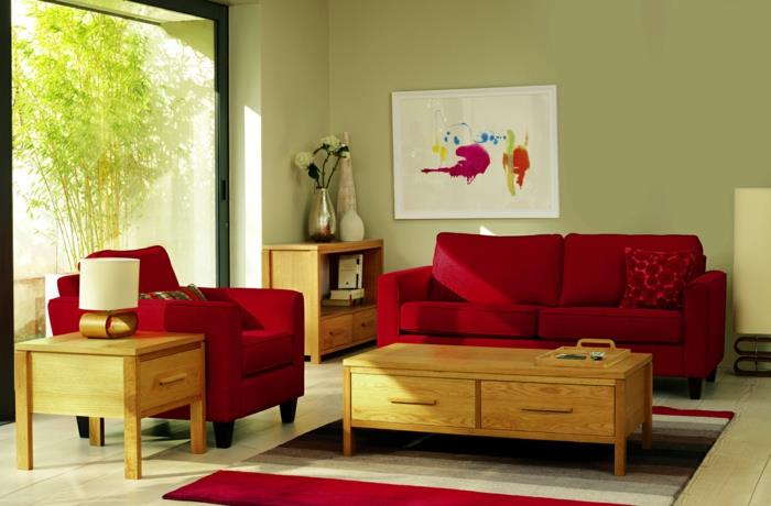 πολυθρόνα κόκκινος καναπές καναπές καθιστικό πανοραμικό παράθυρο