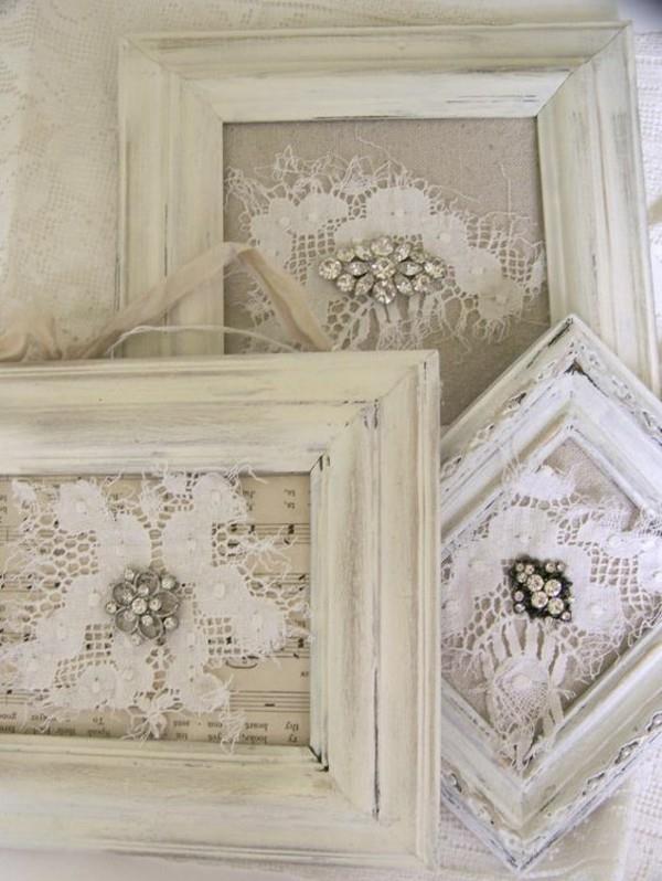 shabby chic διακόσμηση φτιάξτε μόνοι σας παλιές κορνίζες με μυτερά στρας