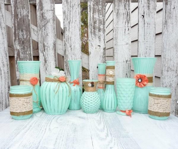 shabby chic διακόσμηση μόνοι σας φτιάξτε βάζα που μαζεύουν δαντέλα