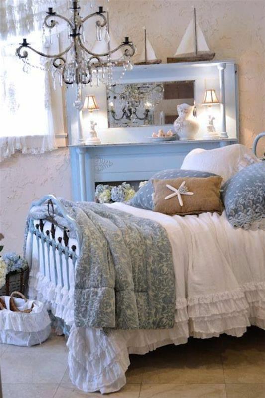 shabby chic υπνοδωμάτιο λευκή απαλή εμφάνιση