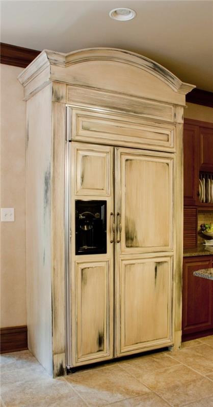 κάντε shabby chic μόνοι σας ιδέες επίπλωσης κουζίνας ασυνήθιστο ψυγείο