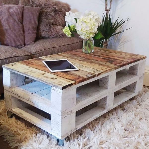 shabby chic φτιάξτε τον εαυτό σας τραπέζι παλετών diy έπιπλα σαλονιού