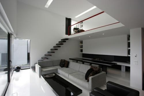 κομψό εσωτερικό σχεδιασμό σκάλες σαλόνι πάτωμα οροφής